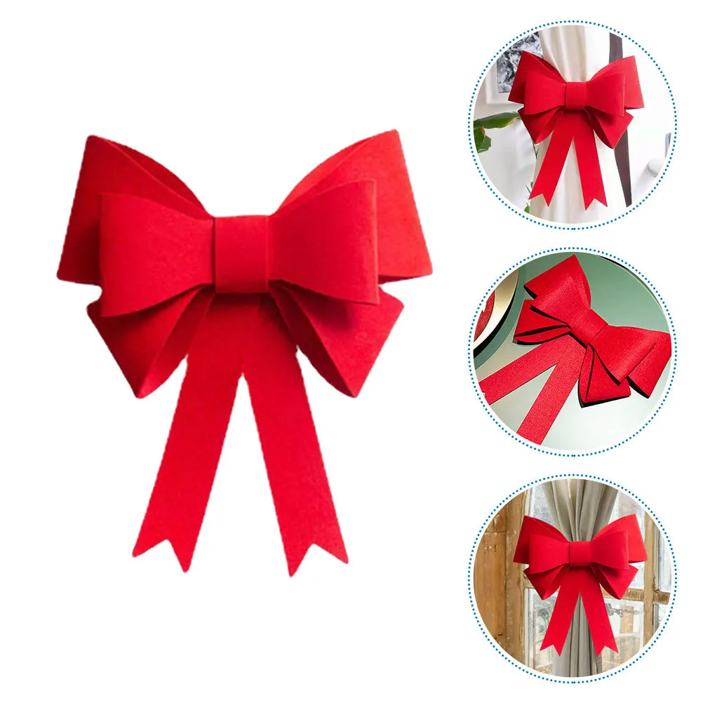 

2Pcs Large Red Bowknot for Christmas Wreath Tree Topper Holiday Outdoor Indoor Decor Wedding Car Present Curtain Drapery