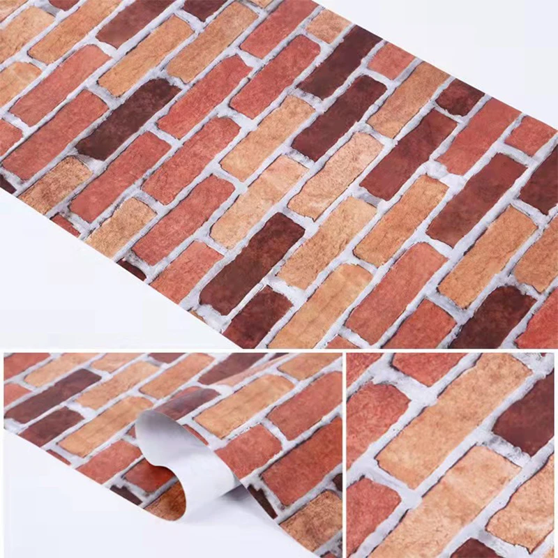 UAWESO Brick PVC Self-adhesive Wallpaper for Walls In Rolls Waterproof Vinyl Wall Stickers Livingroom Bar Background Wall Decor