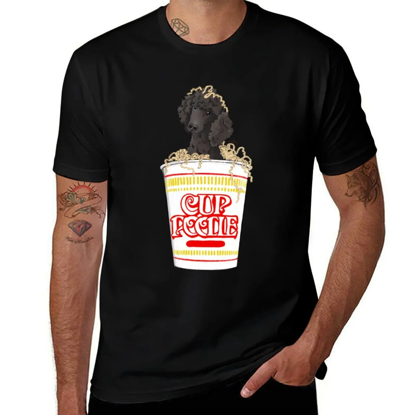 

Cup poodle black T-Shirt Personalized t-shirt graphic tee shirt blue archive mens workout shirts
