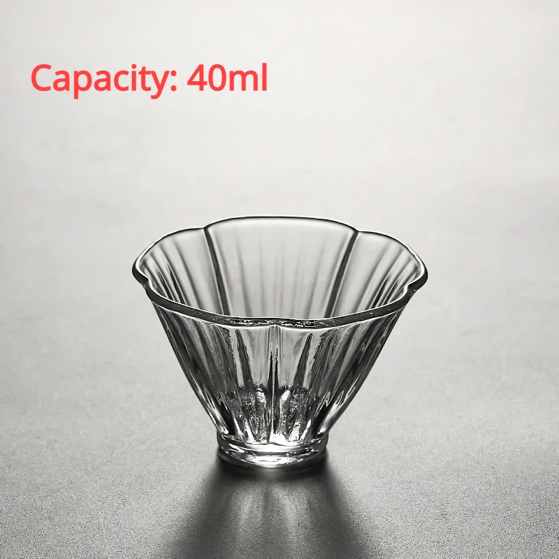 1pc 40ml Mini Size High Borosilicate Glass Flower Pattern Tea Mug Fragrant Cup Wine Cup Drinkware Gift Japanese Style Glass Cup