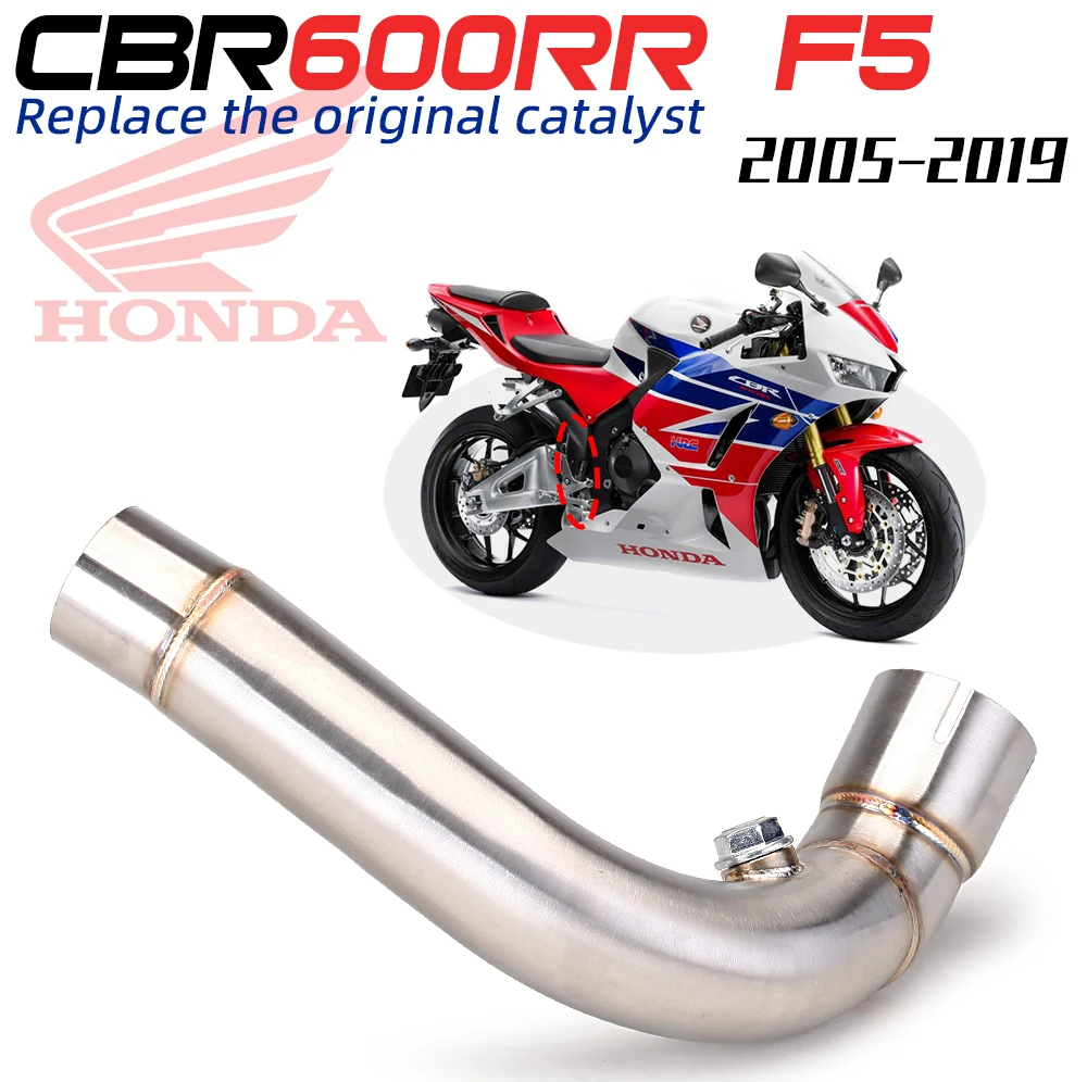 Slip on Motorcycle Exhaust Middle Link Pipe Modify Stainless Mid Section Escape Moto Racing Line 51MM For CBR600RR F5 2005-2019