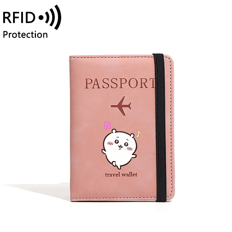 Image 7: Porte-passeport RFID Chiikawas pour femmes et hommes, portefeuille de voyage, organiseur de documents, porte-documents portable imperméable pour filles, cadeau pour passeport