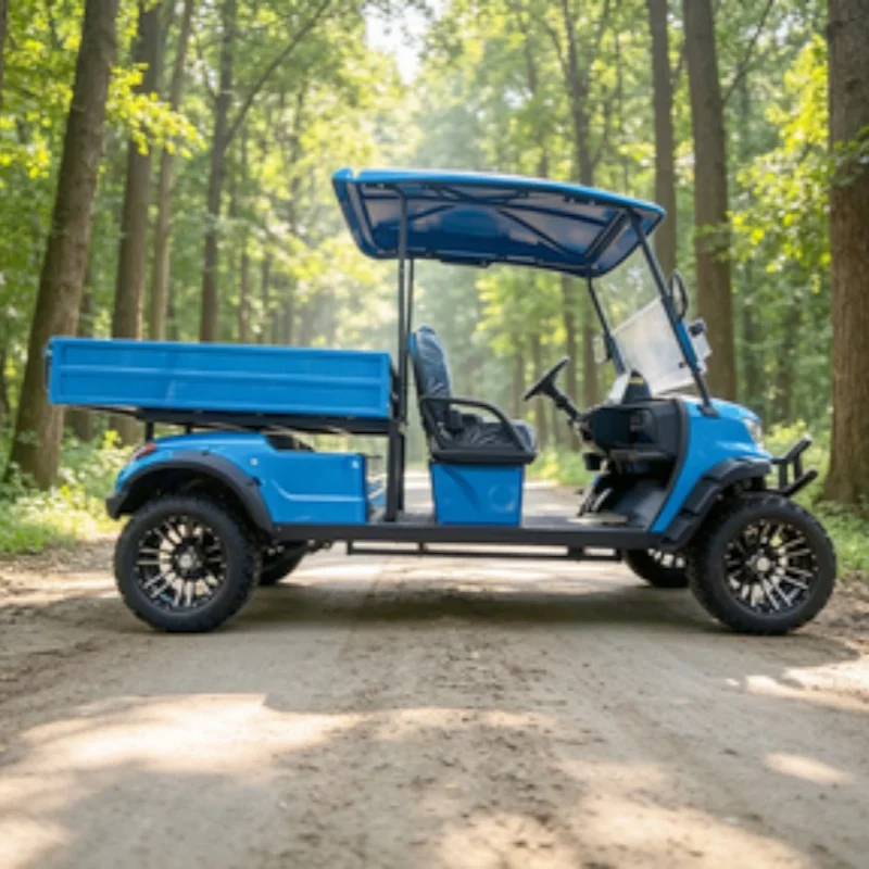High Quality Affordable Price Color Custom Electric Golf Cart Cargo Truck Cart With Rear Cargo Box Off-Road Tires Solar Panels