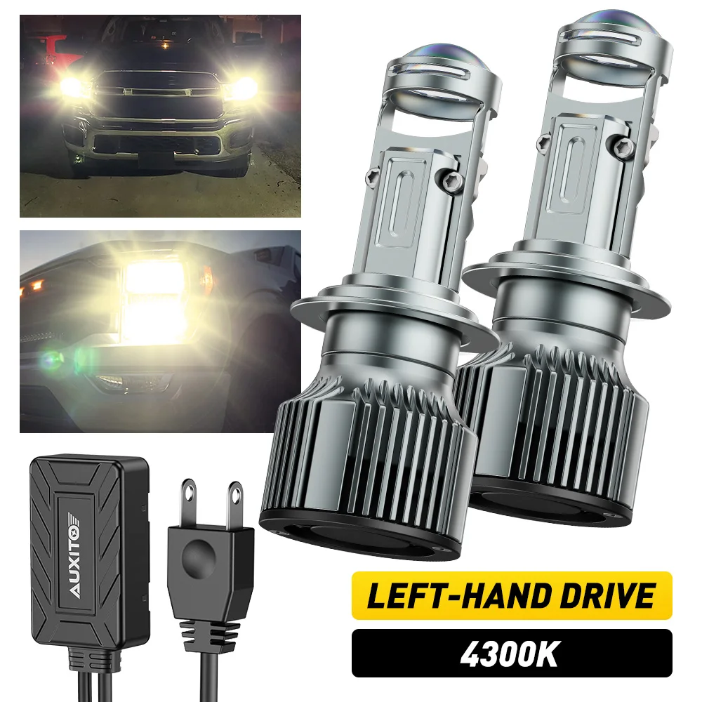 

AUXITO H7 4300K LED Projector Headlight Canbus Turbo 110W Powerful CSP Bulb Automotive Lamp With Mini Lens LHD 12V 30000LM 2Pcs