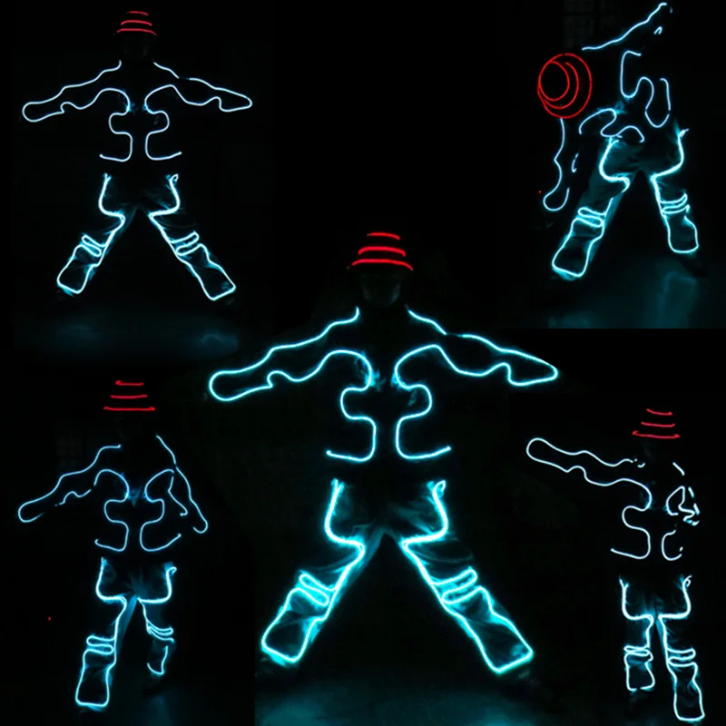 Luminous Electronic Dance Performance Costumes EL Wire Light Up Clothing Stage Outfit DIY Product Fashion Glowing Neon Wear - view 2