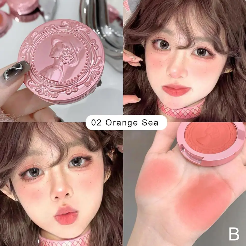 Gegebear 3D Embossed Blush Pink Peach/orange Sea Saturated Face Brightens Shrink Cheekbones Whitens Tender Blush Water Proof