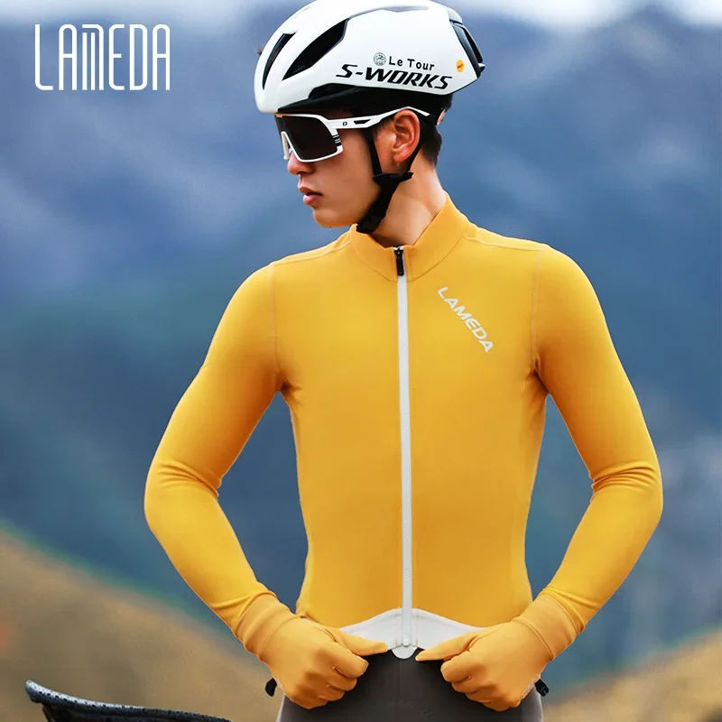 LAMEDA Winter Men's Cycling Jersey Thermal Fleece Biking Jacktets with Pockets Full Zip Bicycle Jersey Road MTB Cycling Clothing