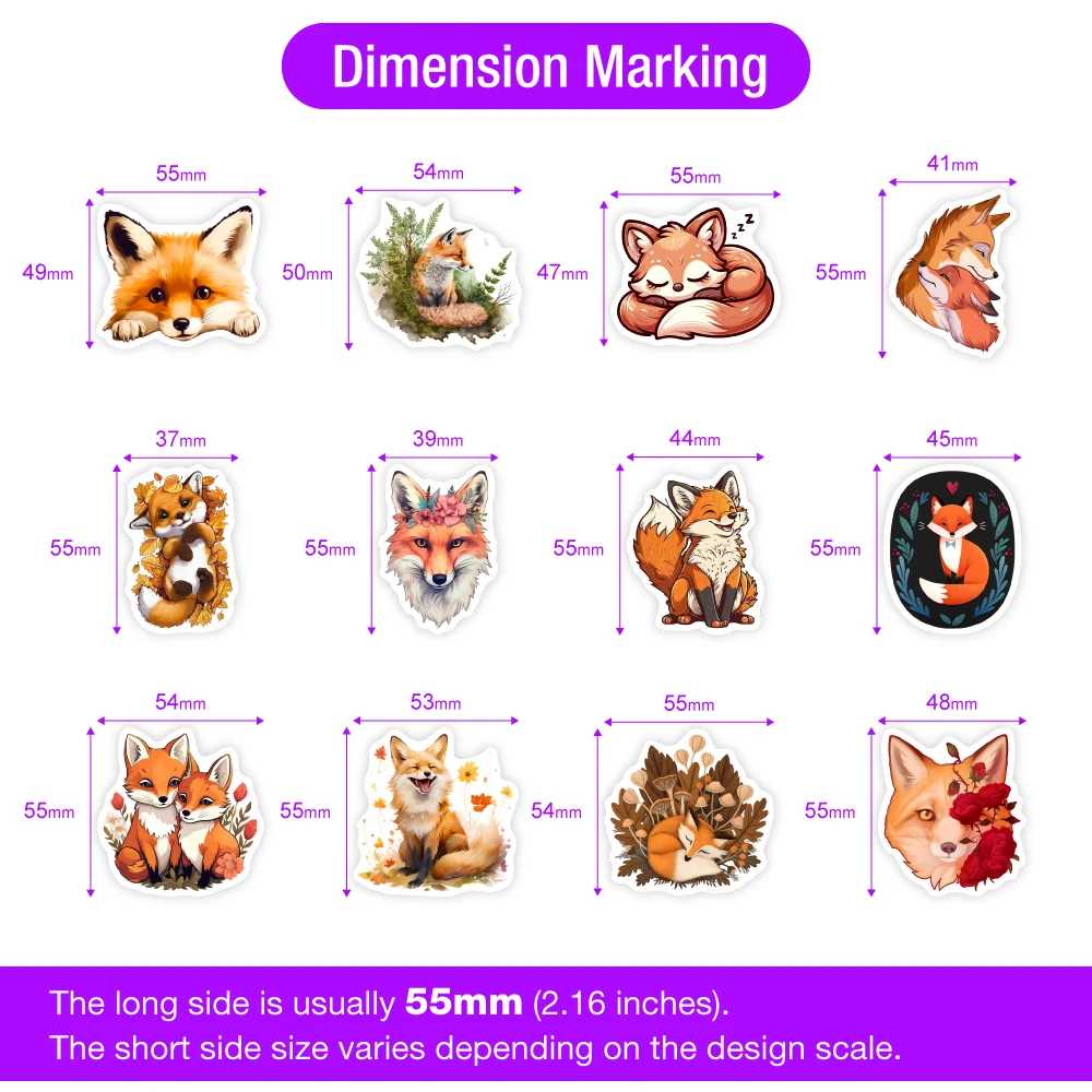 Aesthetics Fox Firefox Stickers Art Animal DIY Gift Toys Waterproof Decal for Laptop Scrapbook Notebook Phone Bottles Decorative