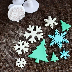 3Pcs/Set Snowflake Fondant Cake Decorating Plunger Sugarcraft Cutter Mold Tools Christmas Cake Decorating Tools