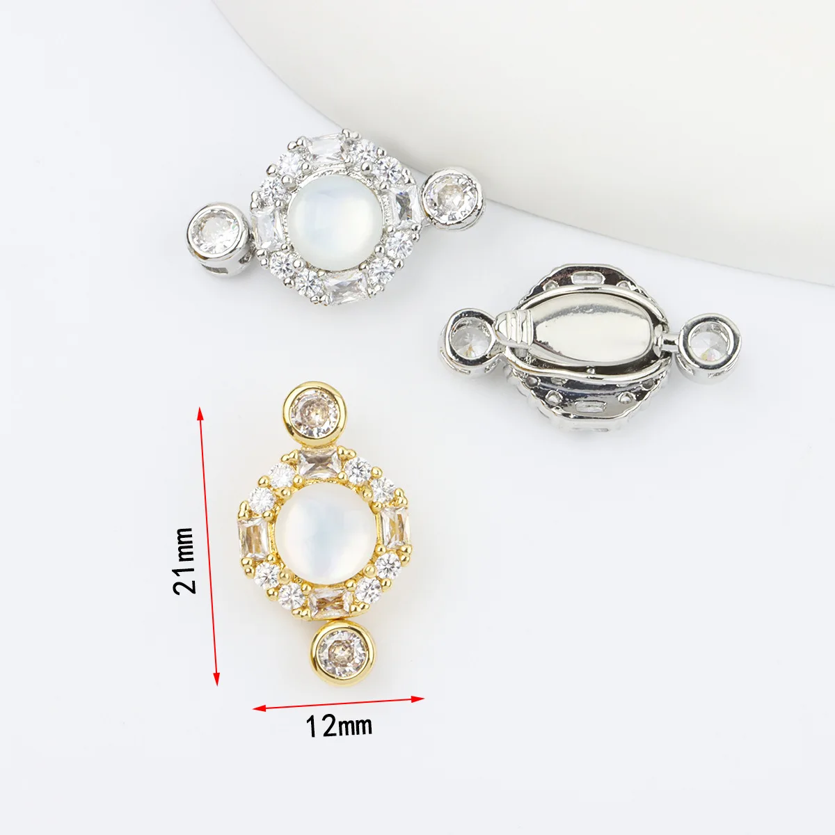 1 Pcs Micro-inlaid White Shell Ingot Plug-in Buckle DIY Bracelet Necklace Connecting Buckle Accessories Jewelry Making Materials