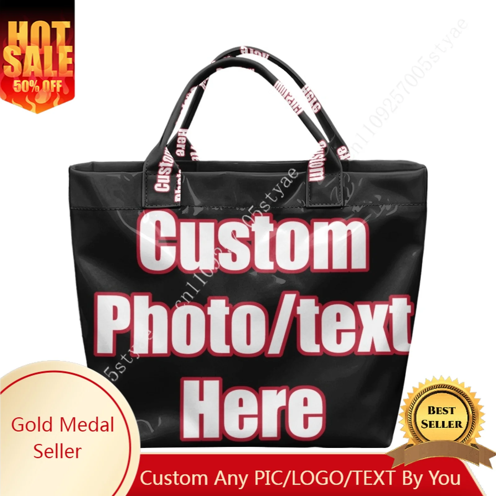Custom Tote Bag Womens Personalized PVC Handbag Fashion Bags Business Commuter Print Purse Custom Made Daily Bags