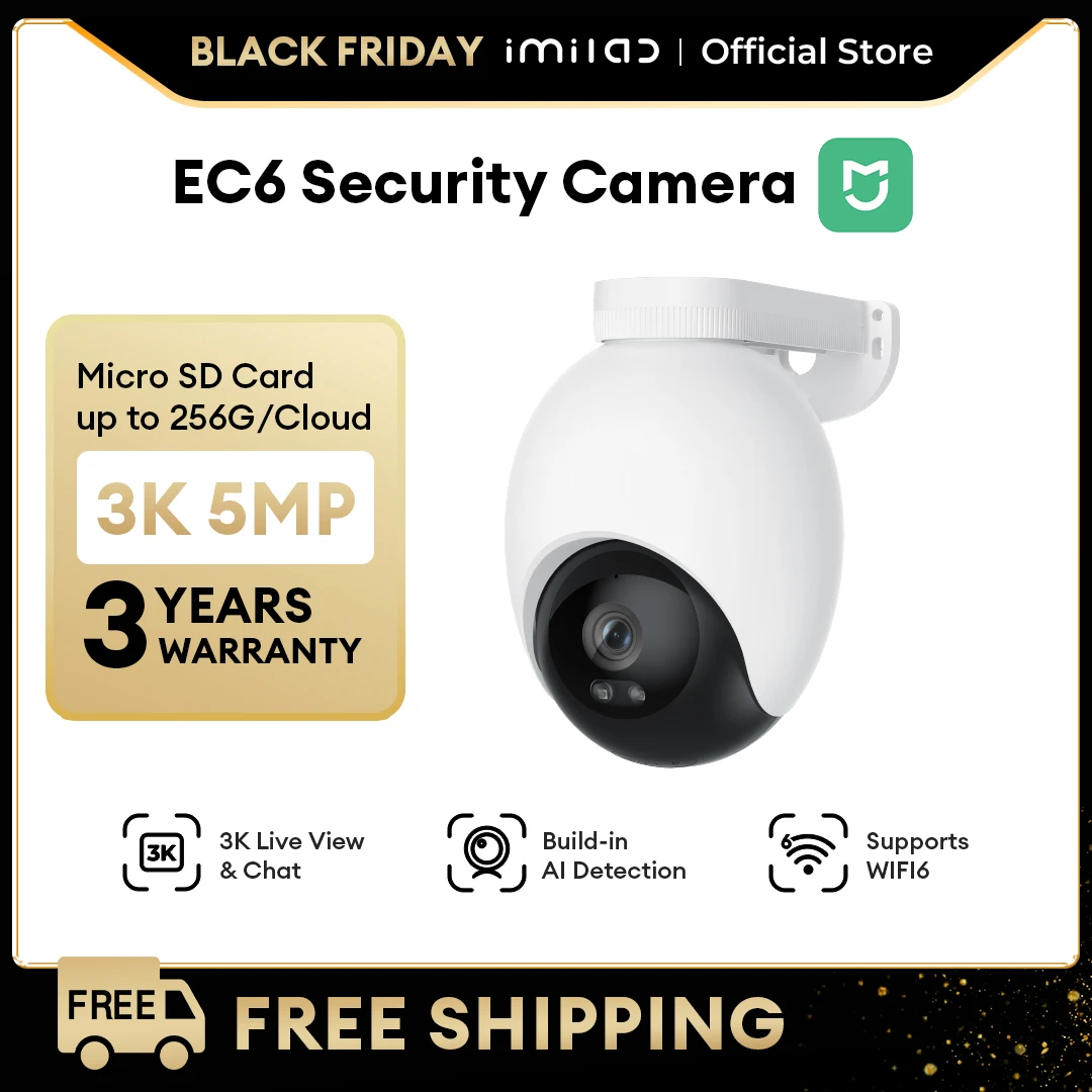 IMILAB EC6 3K Outdoor Camera 360° View WiFi 6 Camera for Home Security 24/7 Recording Auto-Tracking AI Surveillance Cam MiHome