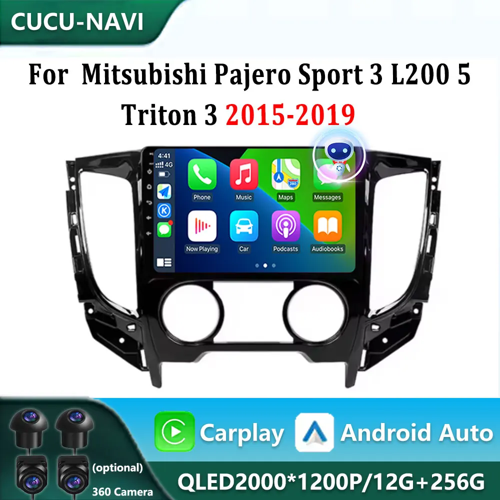 

For Mitsubishi Pajero Sport 3 L200 5 Triton 3 2015-2019 Car BT 4G WIFI DVD Navigation GPS DSP Android Car Radio