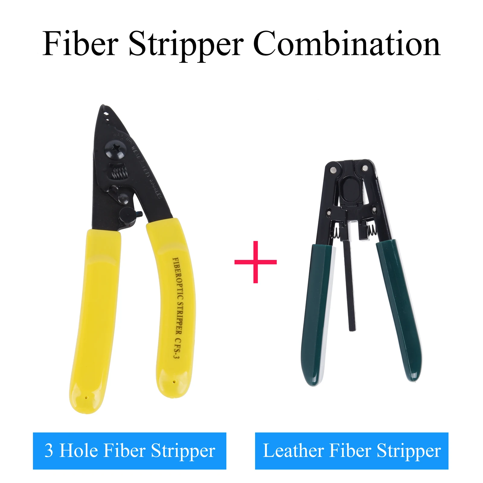 Fiber Optic Stripper Tool Combination Kit 3 Hole Fiber Stripper + Leather Wire Stripper Fit For Fiber Cable Cold Connection