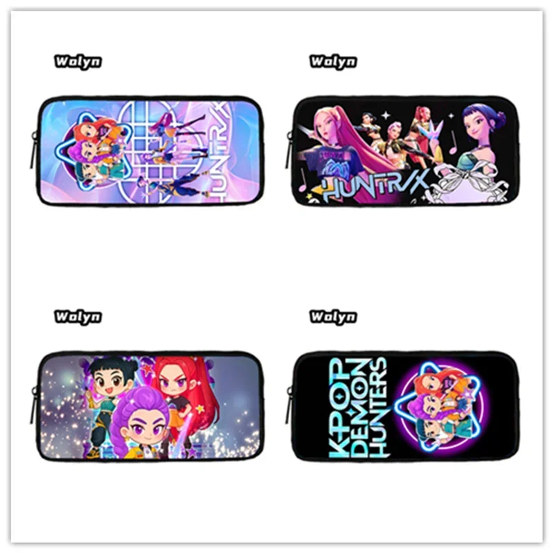 حقائب أقلام رصاص للأطفال، حقائب أقلام رصاص مدرسية للأطفال من كارتون KPop-Dem-onHun-ters للفتيات، مقلمة كبيرة وبسيطة للأطفال