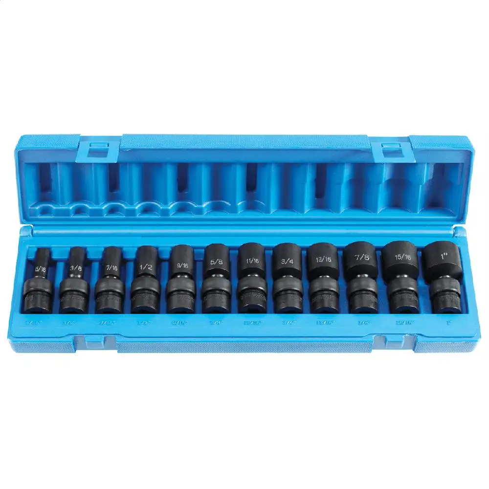 12pc 3/8 Drive Semi Deep Impact Socket Set Mechanics Tools Universal Heavy Duty Kit 1212USD
