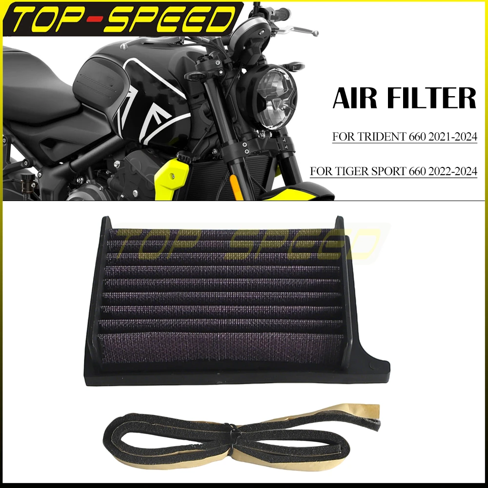 

Воздушный фильтр для мотоциклов Tiger Sport 660 2022-2024 и Trident 660 2021-2024, высокопроизводительный тканевый фильтр для двигателя, аксессуары