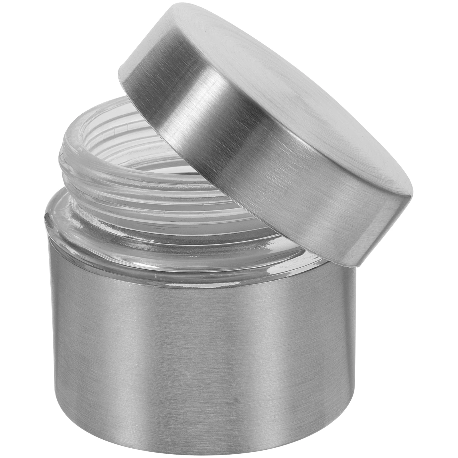 

Portable Tea Canister Stainless Steel Glass Sealed Storage Jar Home Kitchen Accessory Multi Function Travel Size Silver