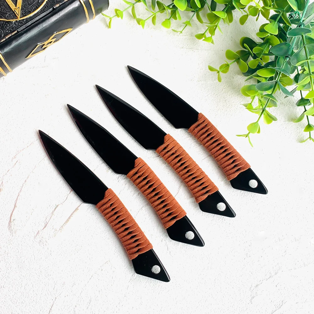 1pc Five Style Black Obsidian Handcrafted Knife Statue, Raw Stone Model Knife Polished Crystal Figurine for Living Room