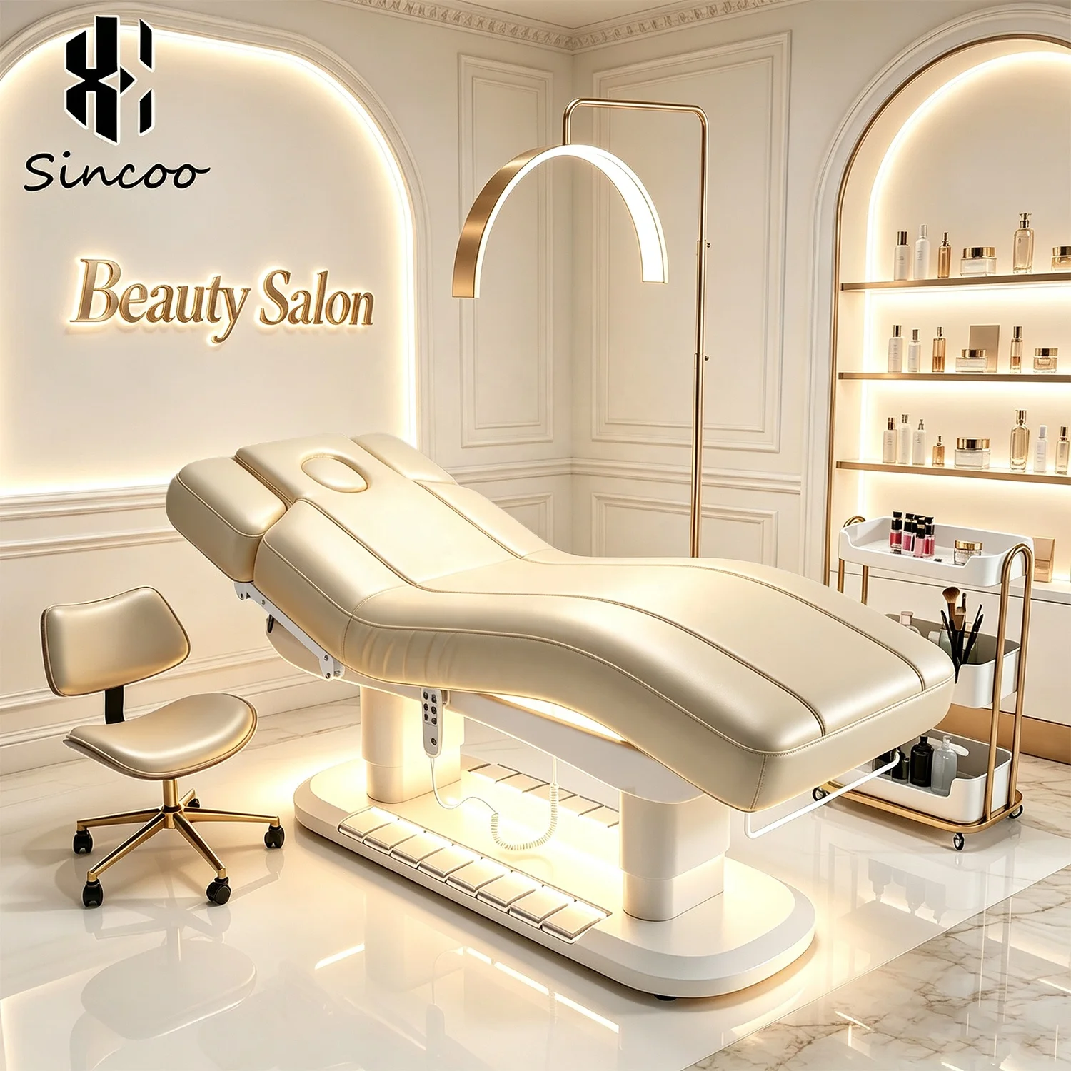 Coofull Luxury Stainless Steel Lash Bed Therapy Spa Health Care Beauty Bed 4 Motors Electric Eyelashes Facial Care Massage Bed
