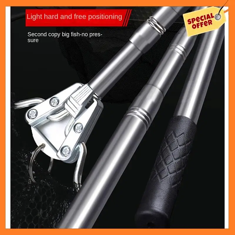 

AD08-Folding Scoop Net Stainless Steel Solid Scoop Net Telescopic Pole Scoop Net Rod Folding Fishing Net