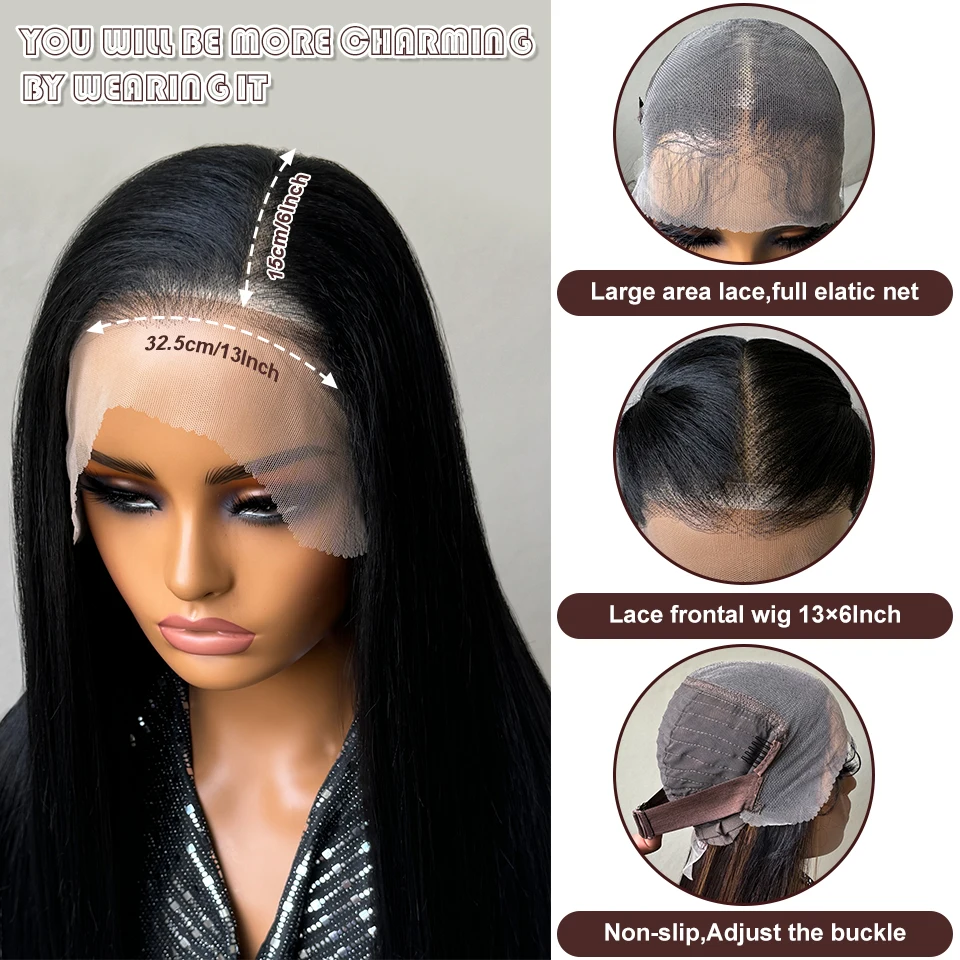 HD 레이스 프론트 가발, 블렌드 헤어 13X6 레이스 가발, 프리 플러킹된 글루리스 합성 내열 롱 스트레이트 블랙 & 블론드 가발