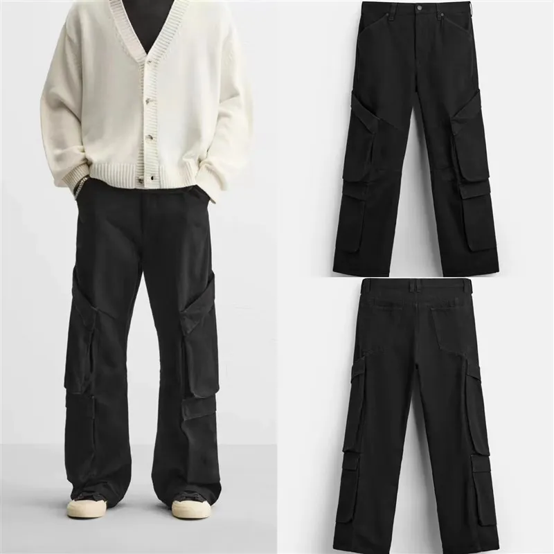 

Autumn Winter New Men's Cotton Workwear Jeans Casual Pants Straight Leg Loose Fit Bla Waed Denim Trousers Briti Sle