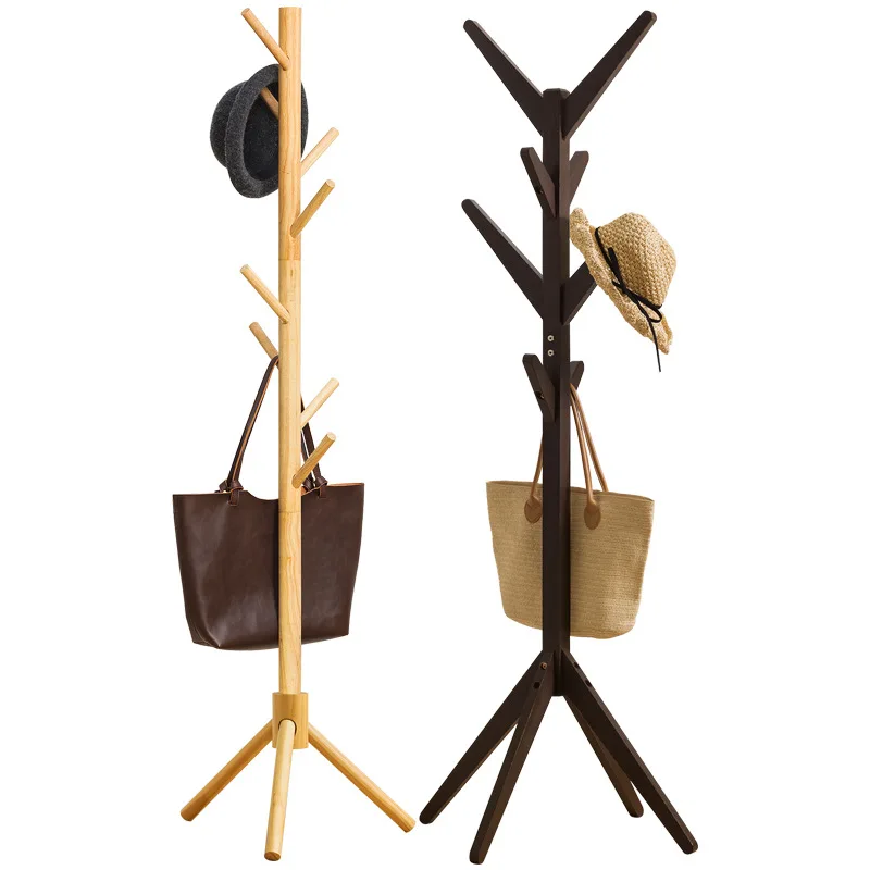 Solid wood coat rack floor hanger household hanger hanging