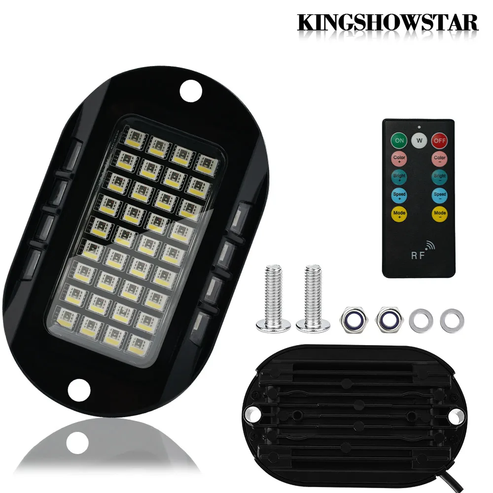 New 44W 4Watt 4-in-1 LED Chips 256LED IP68 Waterproof RGBW Aluminum Rock Light Multi-Color DC12V Auto Lighting Systems App