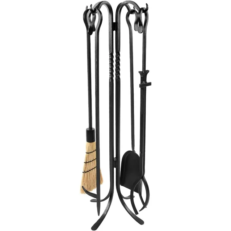 Shepherd's Hook II, 33-in 5-Piece Fireplace Tool Set - WR-21-33 , Black