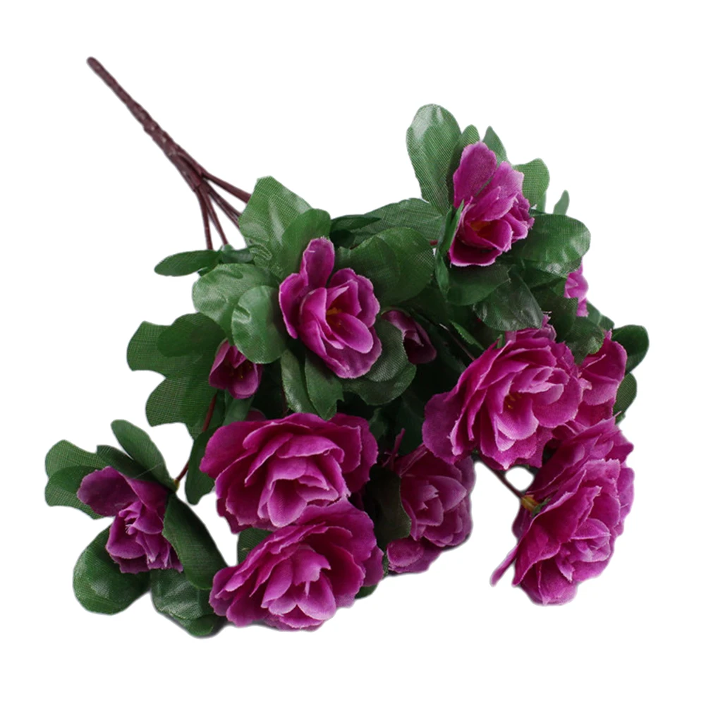 Artificial Azalea Flower for Home Decor Living Room Office Wedding Arrangements Plastic Silk Floral Stem 30cm Tall