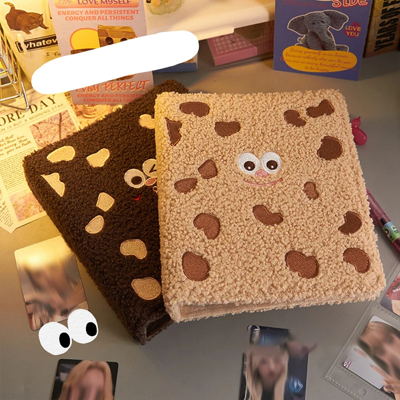 

Cookie Korea Cute Plush 3Inch Binder Photocard Holder Kpop Idol Photo Album Photograph Loose-Leaf Collect Book School Stationery