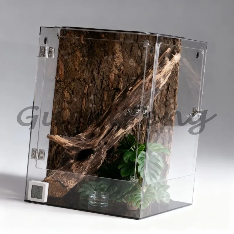R-type Transparent High Reptile Cage, Anti-escape Vertical Living Fence, Suitable for Capped Geckos, Leopard Geckos, Chameleons
