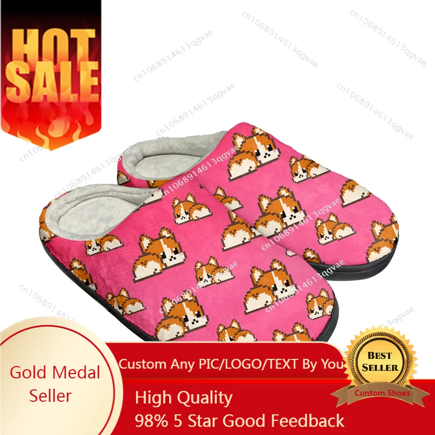 

Corgi Butt Cute Pop Home Cotton Custom Slippers Mens Womens Sandals Plush Bedroom Casual Keep Warm Shoe Thermal Slipper Black