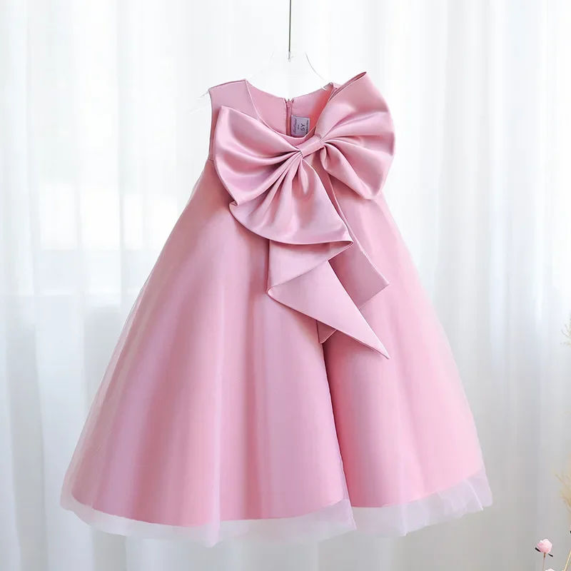 Baby Girls Spring Autumn Princess Patchwork Dress New Party Costumes Kids Bowtie Casual Outfits Baby Lovely Suits 2-8Y  L388