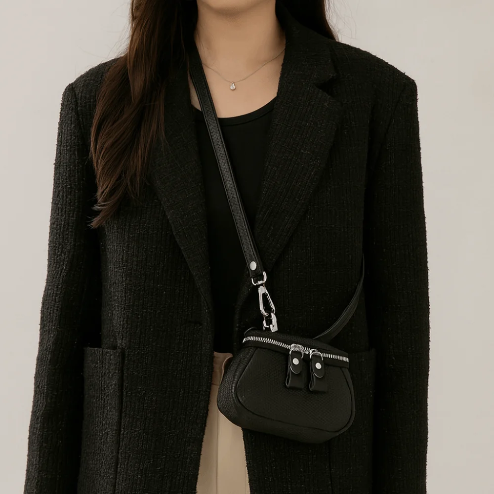 Solid Color Hanging Neck Coin Purse Lipstick Earphone Pouch Makeup Storage Lanyard Wallet Purse Genuine Leather Mini Storage Bag