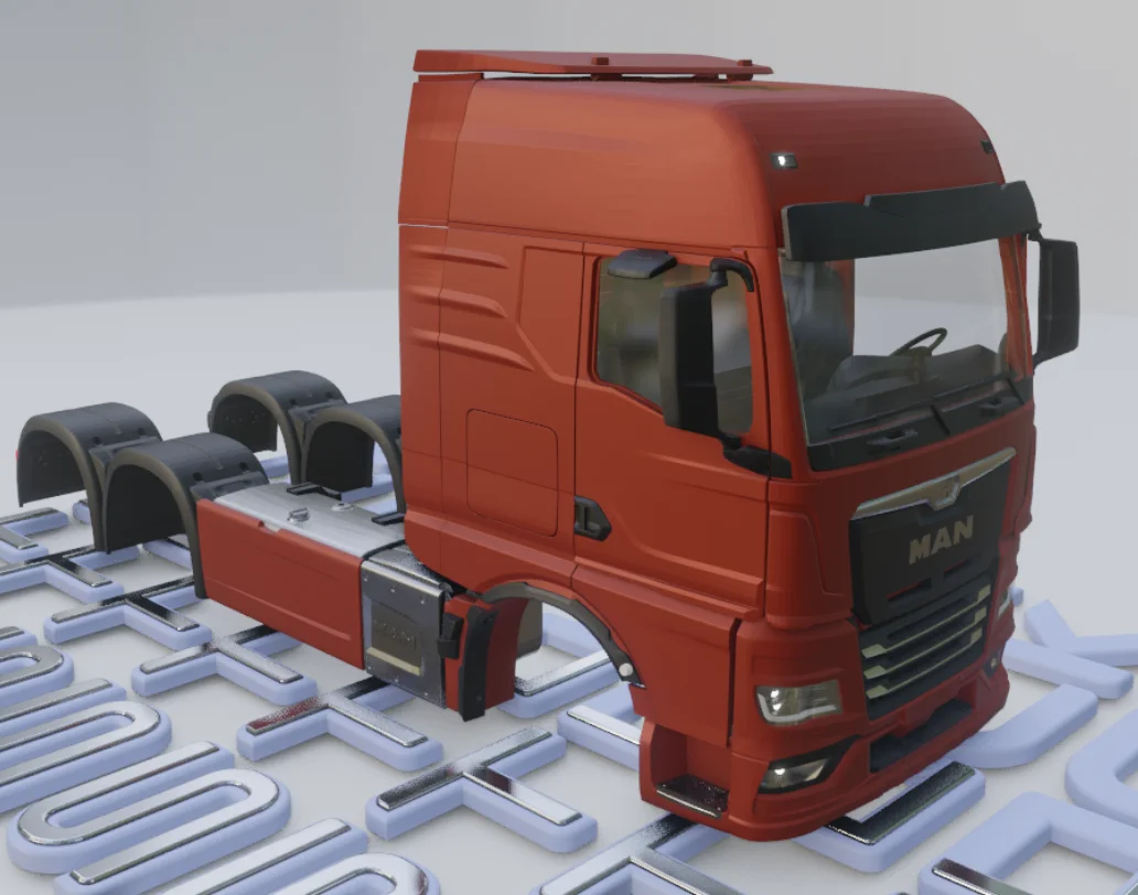 3d Printed Truck Cab Kit MAN GTX 1/10 1/14 Fmx Static Dot Model JDM Tamiya Lesu Lxy Scaleclub SCX10 Trx6 Crossrc Nt Jt4