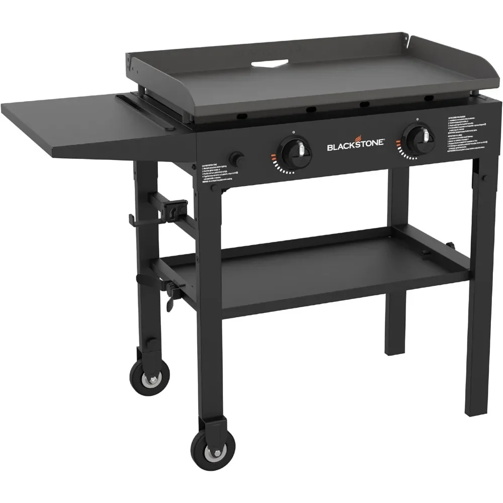 Flat Top Gas Grill Griddle 2 Burner Propane Fuelled Rear Grease Management System, 1517, Outdoor Griddle Station