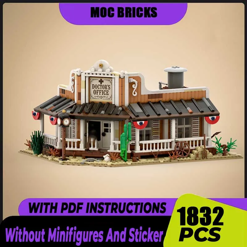 

Moc Building Bricks Офис доктора-Дикий Запад Модель Технология Модульный блок Город Вид на улицу Игрушка DIY Сборка Рождественский подарок
