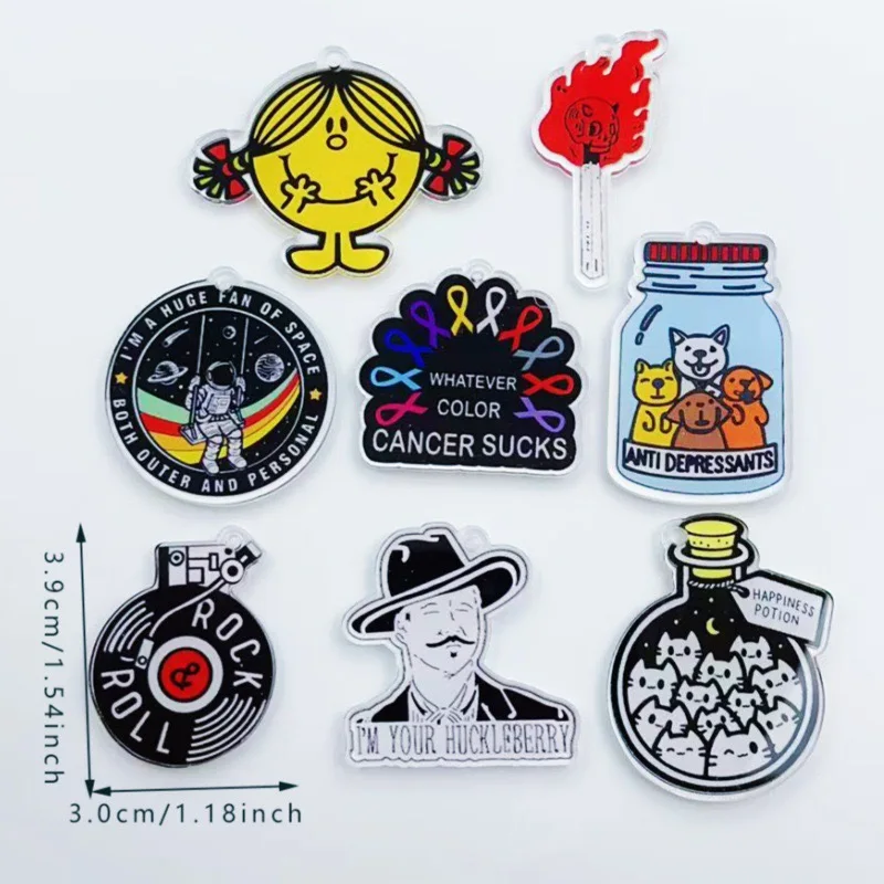 10pcs Halloween cartoon character charm creative acrylic pendant keychain necklace jewelry DIY ornaments hanging accessories view 6