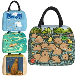 Capybara Fluffy Lunch Box Bag Cartoon My Spirit Animal Tote Insulation Student Lunch Bag scatola di alluminio addensato