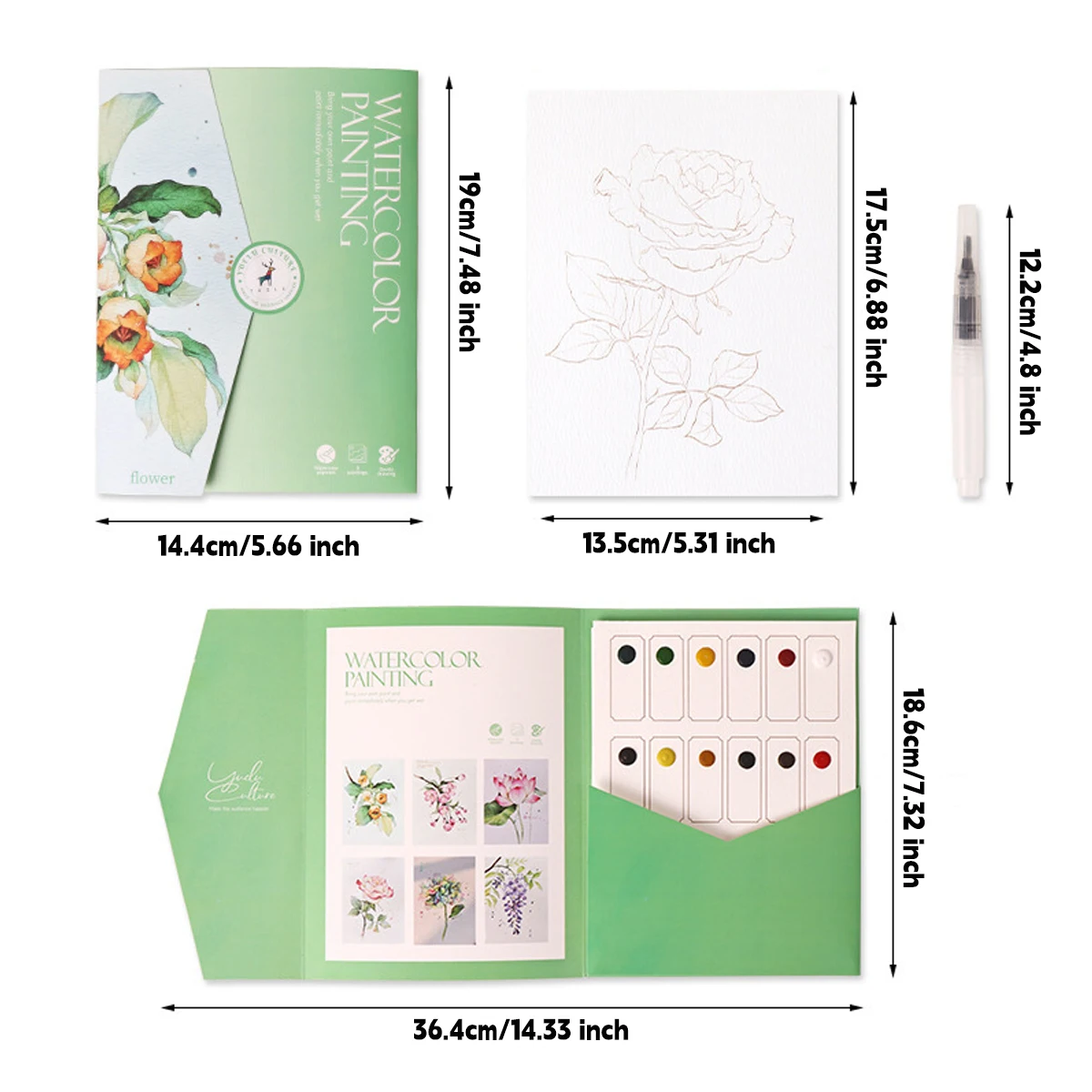 Kawaii Coloring Book with 12 Watercolor Set Korean Stationery Kids Stress Relief & Adults Art Therapy Doodle Cultural Supplies view 2