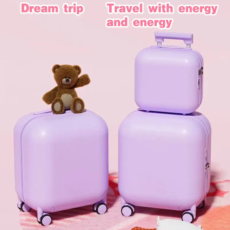Carry-On Suitcase, ABS Combination Suit Trolley Case, Hidden Mobile Phone Holder, Universal Wheel Password Box,20+14 Inches