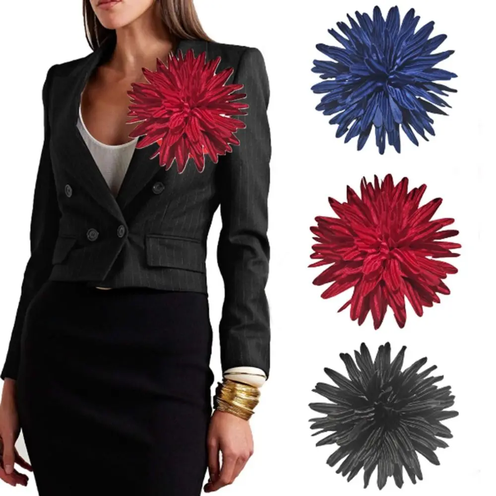 Fabric Handmade Accessories Large Flower Brooch Jewelry Badge Accessories Suit Sweater Coat Corsage Solid Color