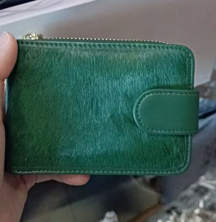 New Women's Wallets  Card & ID Holders Genuine Leather & Horsehair Short Organizer Wallet Girl Brand Luxury Card Holder Purse