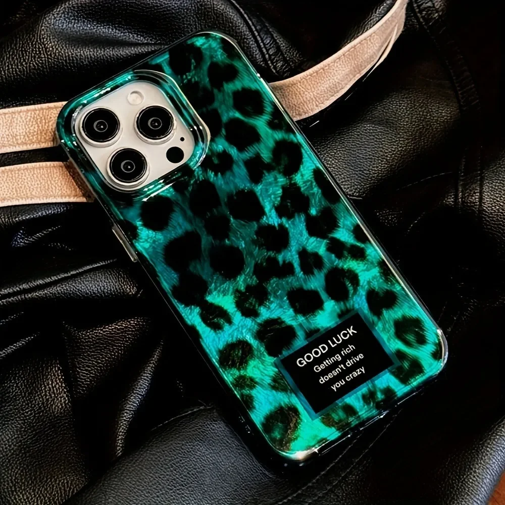 Phone Case For iPhone 16 Pro Max 15 14 13 12 11 XS X XR 7 8 Plus SE 2022 Retro Laser Cute Leopard Print Transparent Bumper Cover