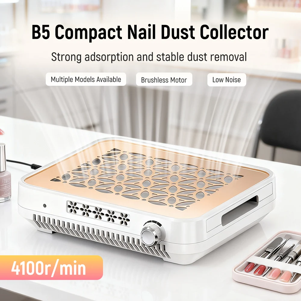 Turbine Brushless Nail Dust Remover Strong Suction Manicure Nail Vacuum Cleaner 4100RPM with Removable Filter Speed Adjustable