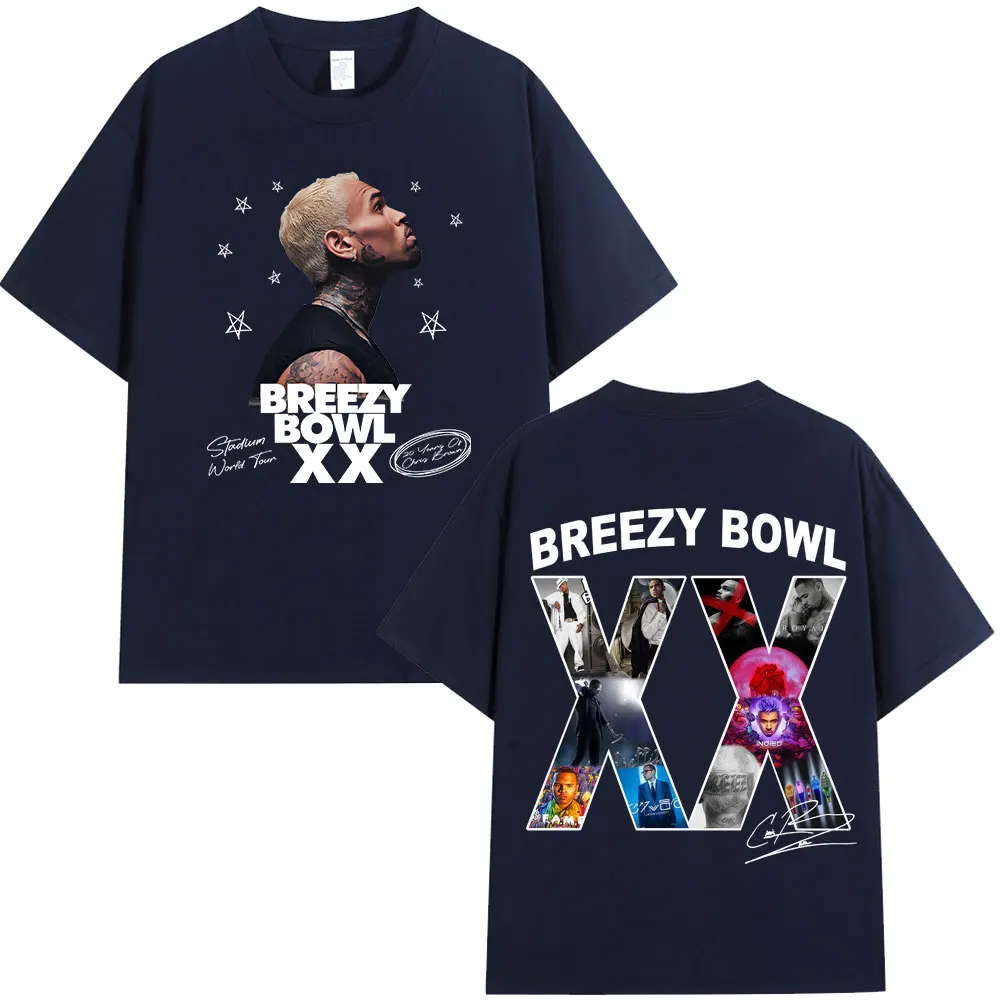 Chris Brown Breezy Bowl XX 2025 Tour Concert Merch T-shirt Men's Women Fashion Hip Hop T Shirt Cotton Casual Oversized T-shirts image 2