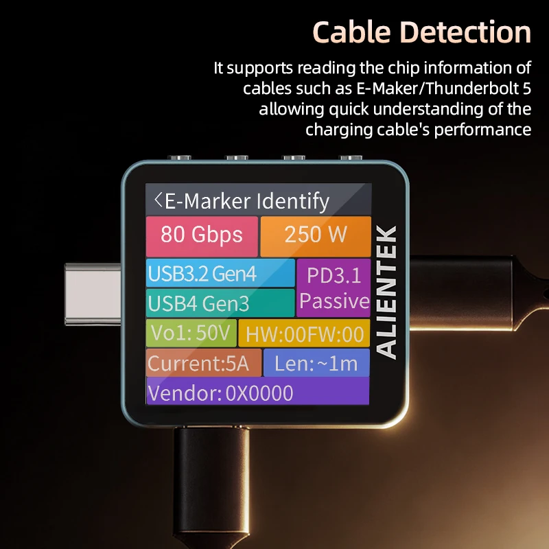 ALIENTEK USB Tester C2 Cyfrowy Woltomierz Detektor Mocy Ładowania PD3.2 Tester Baterii Wykrywanie Szybkiego Ładowania Trigger — zdjęcie 7