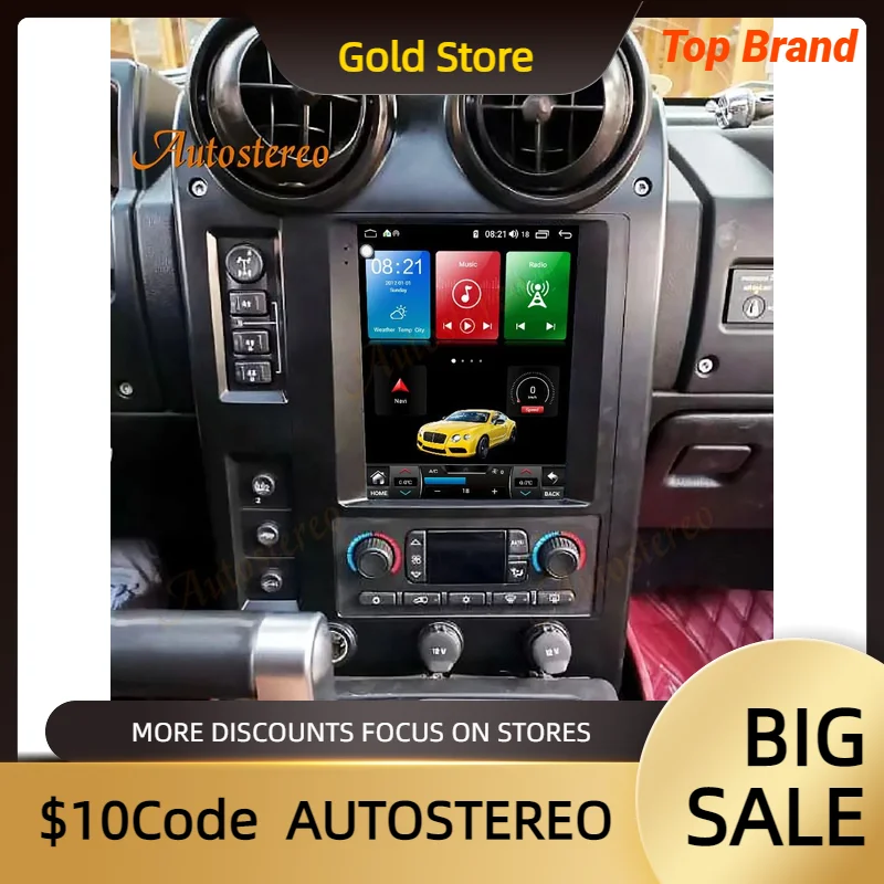 Android 14 256G para Hummer H2 2002-2008 unidad central de navegación GPS para coche reproductor Multimedia grabadora de cinta de Radio estéreo electrónica automática